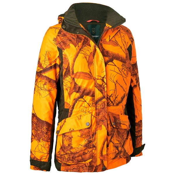 Dames winterjas Lady Estelle oranje camo/olijf