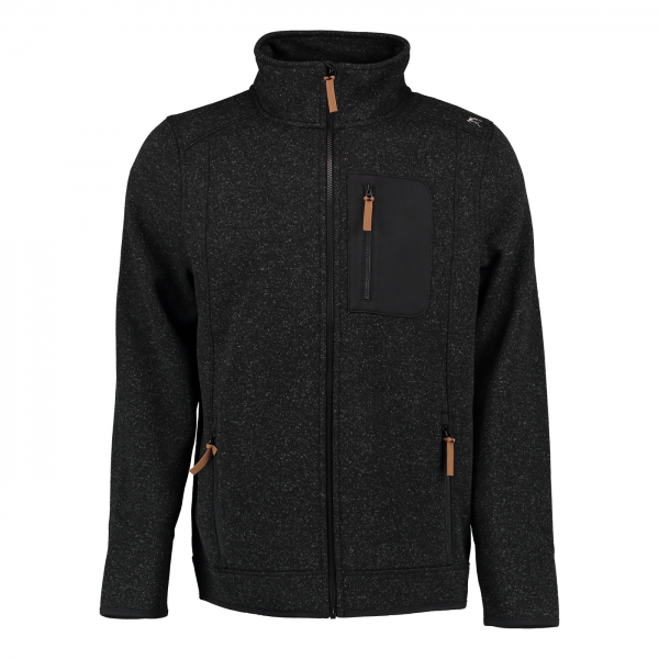 Gebreid fleece jack met opstaande kraag antraciet