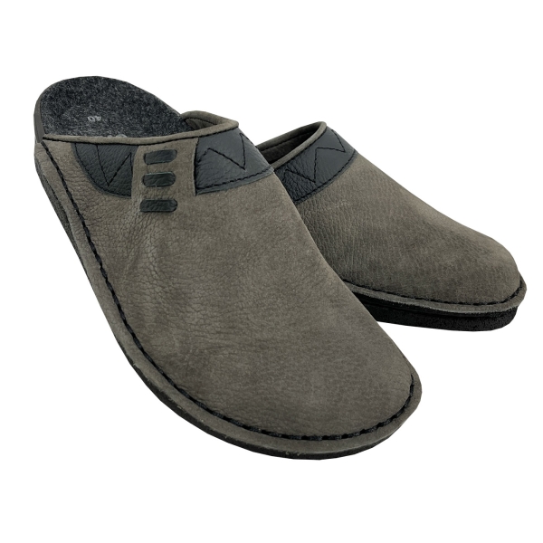 Slipper / pantoffels nubuck grijs/zwart